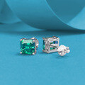 wholesale Metal material first: 7*7mm emerald pagoda flat simulation diamond four-prong ear stud earrings, new jewelry by Zhuozhifang-0-2