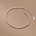 wholesale S925 Silver Polished Silver Bean Anklet Summer Minimalist Style Olive Bead Ankle Decoration S5623-0-1