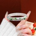 wholesale Sterling Silver Enamel Cloisonné Bracelet for Women, Classical Neo-Chinese Style National Trend Closed Mouth Bangle, Handmade Filigree Enamel Silver Bracelet-0-2