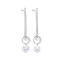 wholesale S925 Sterling Silver Korean-style Women's Small Hoop Earrings with Geometric Tassel Drop, Long Minimalist Dangle Earrings for 2023-0-4