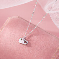 wholesale S925 Silver Nalan Fresh Sweet Ins Style Niche Design Exquisite Diamond-Encrusted Polished Heart Necklace D5964-S925 Silver Necklace 925 Silver