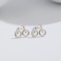 wholesale S925 Sterling Silver Minimalist and Fresh Bicycle Stud Earrings Cartoon Creative Bike Earrings Trendy Cross-Border New Arrival-0-0