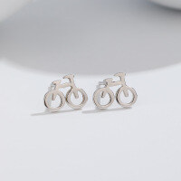 wholesale S925 Sterling Silver Minimalist and Fresh Bicycle Stud Earrings Cartoon Creative Bike Earrings Trendy Cross-Border New Arrival-Bicycle Earrings 925 Silver
