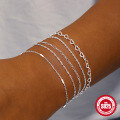 wholesale S925 Sterling Silver Cross Brushed Long Chain Link Women's Bracelet DIY,INS。-0-2