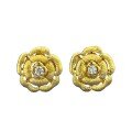wholesale S925 silver-plated summer new camellia brushed earrings, fashionable and versatile with a high-end feel-0-4