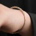 wholesale 925 Silver Plated with 18K Yellow Gold and Rose Gold Italian Import Three-Color Twisted Shank Bracelet-0-3