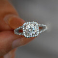 S925 Sterling Silver Moissanite 1ct Square Halo Ring for Engagement Wedding Wholesale-0-4