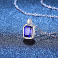 S925 Sterling Silver Cross Cultured Emerald Moissanite Necklace-0-1