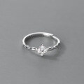 wholesale S925 silver with diamond inlaid rhombus ring, Korean style sweet and delicate summer women's jewelry J9750-0-2