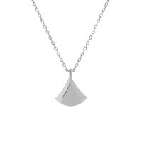 wholesale S925 Sterling Silver Korean Minimalist Niche Design Versatile Smooth Fan-Shaped Collarbone Necklace for Women-Platinum 925 silver