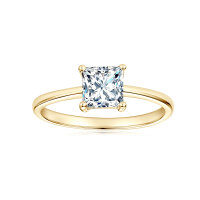 Metal Heart-Cut Zirconia Women's Split Shank Solitaire Ring, Light Luxury Cross-Border Hot-Style Wholesale.-Classic square diamond ring [K yellow]  7 US size