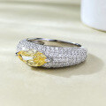 wholesale Metal: 925 Silver New style 5*10 marquise yellow diamond full pave ring for women, simple daily ins style, available for drop shipping-0-3