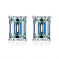 wholesale 925 silver new jewelry 1ct VVS1 colored moissanite emerald cut earrings cross-border bestseller-0-5