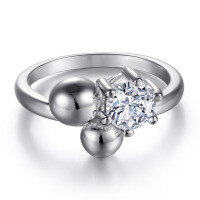 wholesale S925 Sterling Silver Hot-selling Women's Rings, Wish Cross-Border E-commerce Bestseller, Smooth Round Ball Jewelry, Factory Direct Dropshipping-Platinum US size 8#
