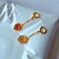 wholesale Gold-plated Sterling Silver Inlaid with Natural Turquoise Heart Pendant DIY Bracelet Necklace Beading Accessories Southern Red Agate and Tourmaline-0-8