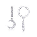 wholesale S925 Sterling Silver Fashionable and Unique Star-shaped Hoop Earrings for Women, Niche Live Cross-Border Hot-Selling Moissanite Long Drop Earrings in Stock-0-4