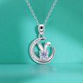 wholesale S925 Sterling Silver Moissanite Moon Rabbit Pendant Necklace for Women, Zodiac Year of the Twelve Animals, Versatile Wholesale-0-0