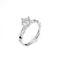 wholesale S925 Silver Four-Prong Moissanite Heart-to-Heart Ring for Women, Small and Exquisite, Luxuriously Advanced, Adjustable Open Band Index Finger Ring-0-4