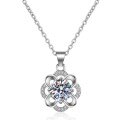 Sterling Silver Moissanite Four-Leaf Clover Pendant Necklace-0-3