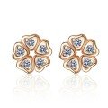 wholesale S925 Sterling Silver with Moissanite and Champagne Gold Plating, Small and Exquisite Floral Shape Earrings for Girlfriend, Unique and Versatile Cute Style-0-4