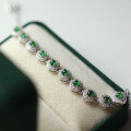wholesale S925 Silver Natural A-Grade Icy Multi-Grain Spicy Green Jade Bracelet, Minimalist and Luxurious-0-2