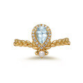 wholesale S925 Silver Plated with 14k Gold, Dunli Jewelry Petite Fresh Sweet Style Rose Quartz/Sky Blue Topaz Ring-0-0