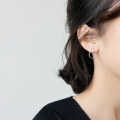 wholesale S925 Silver EA040 Korean-style Minimalist Versatile Geometric Circle Stud Earrings Women's Silver Jewelry-0-3