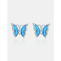 wholesale S925 Sterling Silver with Opal Inlay Bfirst Original Design Butterfly Ear Studs, Elegant and Dynamic Earrings for Women, Dropshipping Available-0-0
