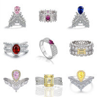 wholesale S925 Sterling Silver Ring with High-Carbon Diamond, Light Luxury Vintage Style, Ins Advanced Sense Proposal Engagement Jewelry for Women-Style 5-Pink (3.2g) No. 5