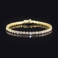 wholesale S925 Sterling Silver Gold Plated Light Luxury Moissanite 3mm Fully Tennis Bracelet Hip Hop Chain Cross-Border Ready to Ship-3mm moissanite bracelet 7 inches (about 17.7cm)