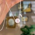 wholesale 925 Sterling Silver Natural Baroque Button Pearl Heart Pink Diamond Starlight Necklace Vintage Fairy Pink Purple Collarbone Chain-0-5