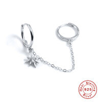 wholesale S925 Sterling Silver Mixed Chain Double-Wear Octagonal Diamond Hoop Earring, a single creative European and American bestseller-Platinum