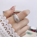 wholesale S925 Sterling Silver Korean Style Ins Minimalist Floral Ring, Unique Design Fashion OL Niche Ring for Women-0-1
