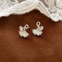 wholesale Sterling Silver S999 Three-Life Lucky Ginkgo Leaf White Shell Stud Earrings for Women, Designed with a Sense of Light Luxury and Sweet Style, Trendy Ear Accessories-S999 pure silver