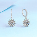 wholesale PT950 gold plated 925 sterling silver women's moissanite sunflower ear clips jewelry manufacturer wholesale-0-1