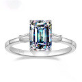 wholesale S925 Sterling Silver 3-Carat Square Emerald Cut Fashion Versatile Moissanite Ring Silver Jewelry-0-12