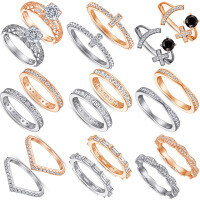 wholesale 925 Sterling Silver European and American Ladies' Non-Tarnish Cross-Border Stackable Ring Set Full Diamond Pavé Starry Sky Ring for Women Wholesale-TL-229 Rose Gold US Size 7#