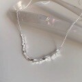wholesale S925 Sterling Silver Summer Mini Square Crushed Silver Necklace, Minimalist Design Small Collarbone Chain Gift for Best Friend-0-5
