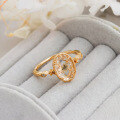 wholesale S925 silver gold-plated luxurious floral women's ring in natural white crystal from Dunli Japanese Series Winter New Collection-0-1