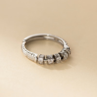 wholesale S925 Sterling Silver Korean Style Exquisite Minimalist Niche Design Zodiac Arabesque Pattern Ring R02771-S925 silver ring Adjustable opening