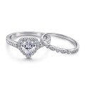 wholesale S925 Sterling Silver 1-carat Heart-shaped Moissanite Ring Women's Jewelry Three-piece Set High-end Silver Accessories-0-5