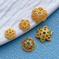 wholesale S925 Silver Plated 24K Gold Antique-style Gilded Floral Bead Caps, Spacers, and Pads for DIY Crystal Bracelets-0-3