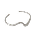 wholesale S925 Sterling Silver Irregular Wave Design Minimalist Fashion Small Trendy Ins-style Bangle for Women-0-4