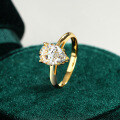 18K Gold Plated S925 Silver Moissanite Pear-Shaped Halo Ring-0-1
