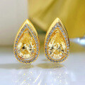 wholesale White gold jewelry new drop 33ct white 7*10 high carbon diamond pear-shaped stud earrings European and American earrings-0-3