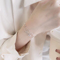wholesale S925 Sterling Silver Korean-style Minimalist Double-layer Pin-shaped Design Versatile Women's Bracelet-0-3