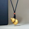wholesale Ancient method sand gold metal material, celebrity same gourd pendant black rope unisex, live streaming gift, wholesale-0-1
