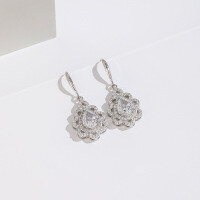 wholesale S925 Sterling Silver Cross-Border New Accessory Pink Diamond Earrings Ice-Cut High Carbon Diamond Stud Earrings for Women, European and American Style-White Diamond Earrings>925 Silver