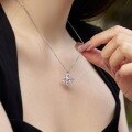 wholesale S925 sterling silver trending Xiaohongshu round four-leaf clover zirconia inlaid design elegant fashion pendant necklace-0-3