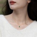 wholesale S925 Sterling Silver Simple Geometric Waterdrop Pendant Lab-Grown Emerald Pendant Collarbone Chain Fashion Trend Wholesale from Manufacturer-0-1